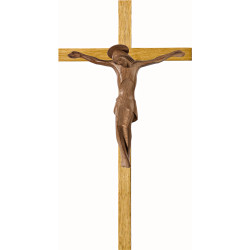 Cristo moderno ROMA con aureola en cruz de roble